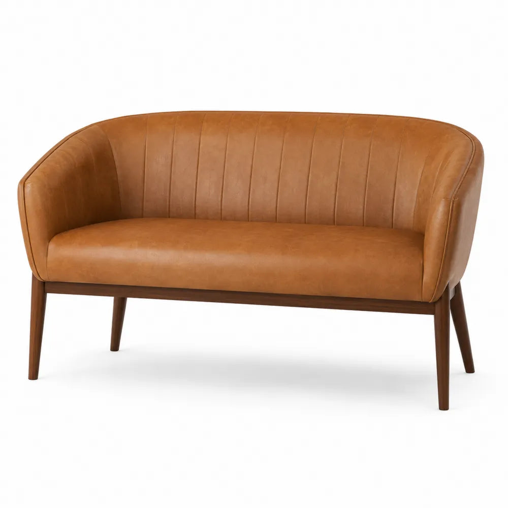2-osobowa sofa ze skóry ekologicznej brązowa