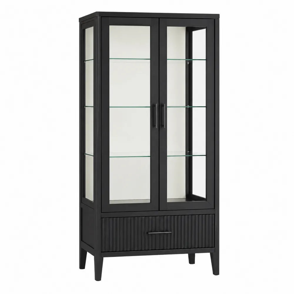 Witryna czarna metalowa i szkło hartowane 80x40x180 cm