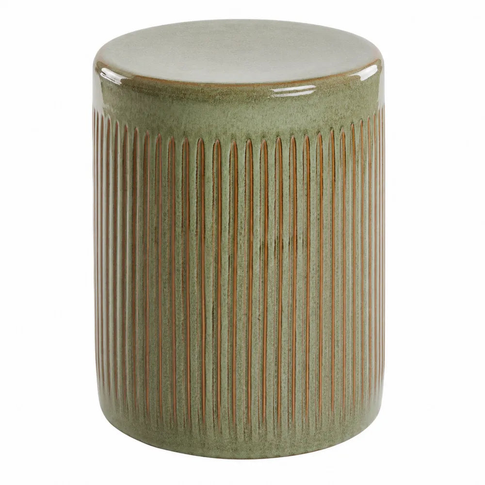 Stołek Ceramiczny Okrągły Zielony 35x45 cm