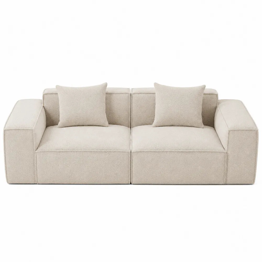 Sofa dwuosobowa z tkaniny kremowa 180 cm