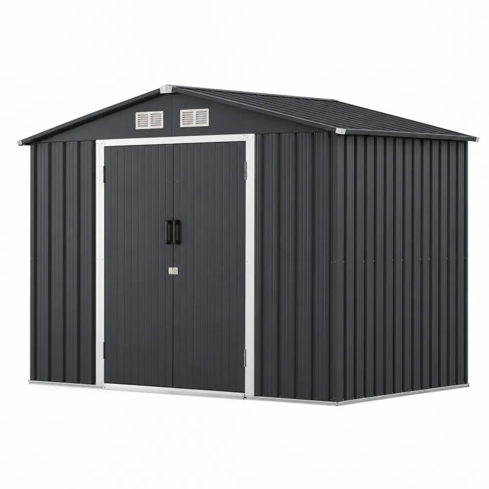 Schowek ogrodowy metalowy stalowy antracytowy 213x127x185 cm