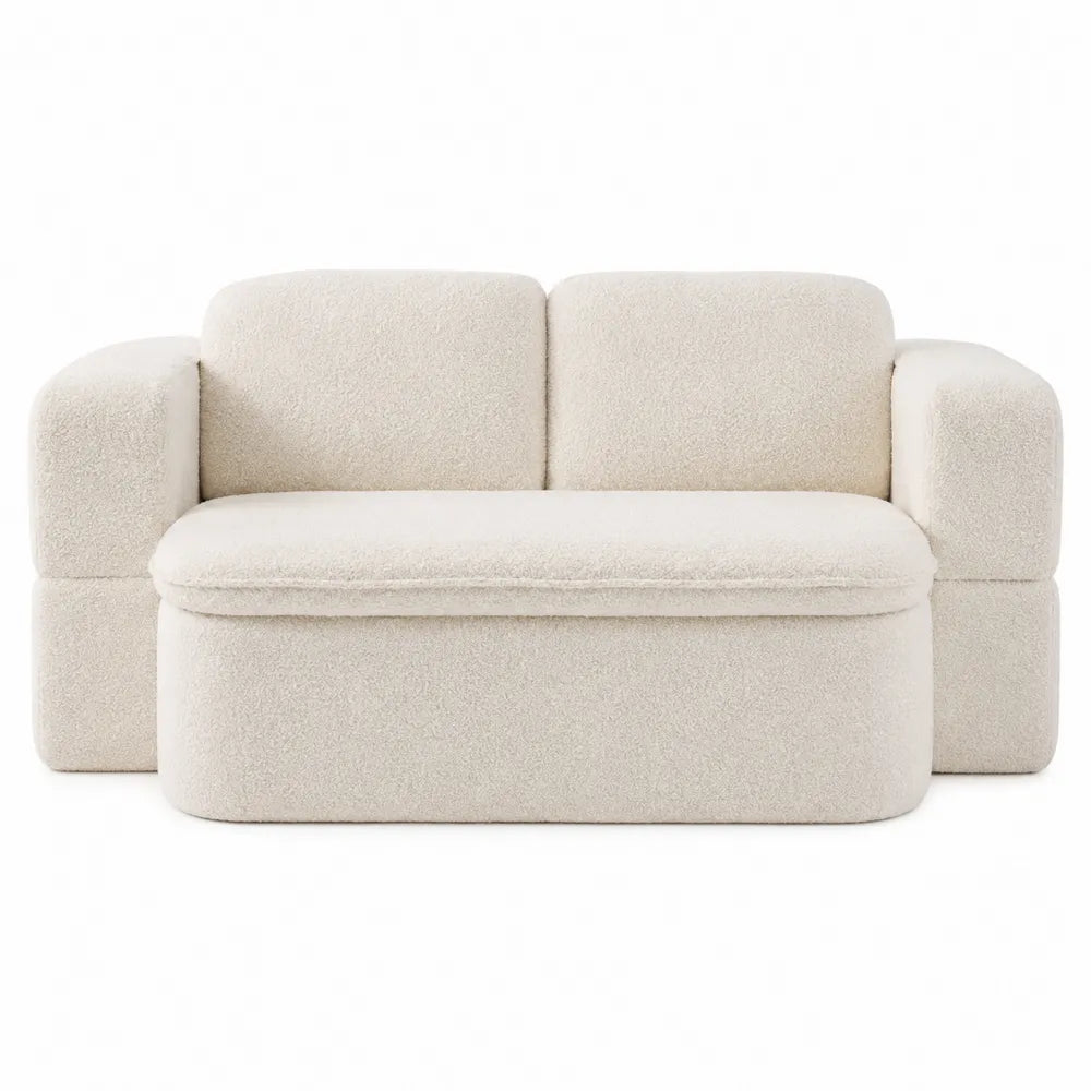 Sofa dwuosobowa z tkaniny bouclé Kremowy 150 cm