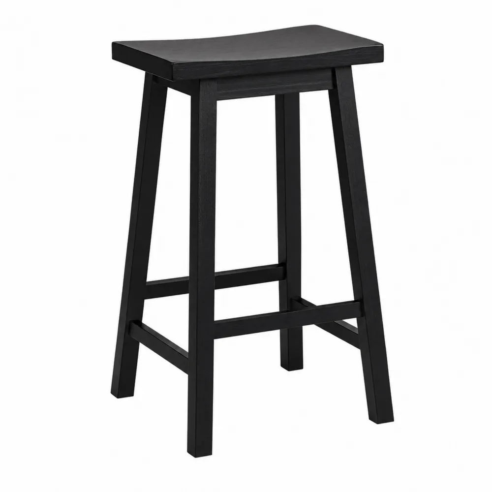 Stołek Barowy Czarny z Drewna Sosnowego 74 cm