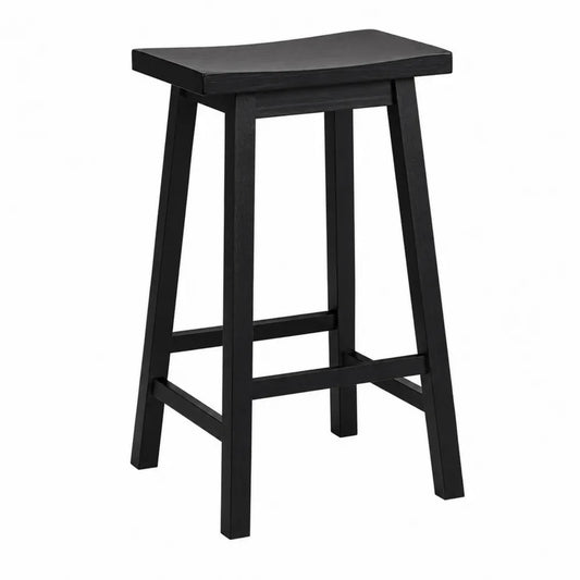 Stołek Barowy Czarny z Drewna Sosnowego 74 cm