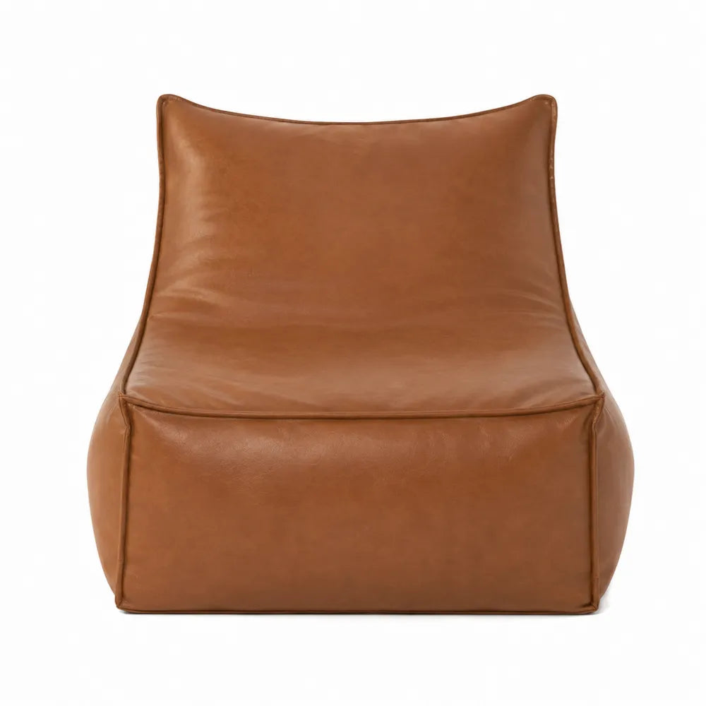 Fotel typu bean bag brązowy ze skóry ekologicznej 80 x 70 x 60 cm
