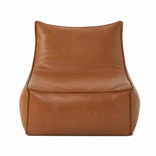 Fotel typu bean bag brązowy ze skóry ekologicznej 80 x 70 x 60 cm