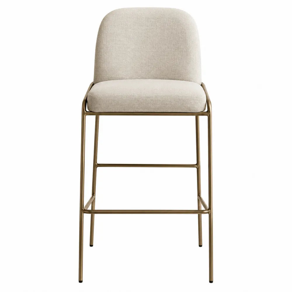 Stołek barowy tkanina beżowa stal malowana proszkowo 95cm