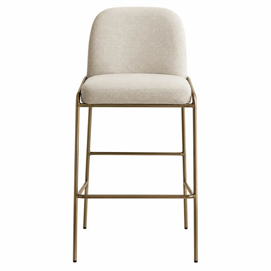 Stołek barowy tkanina beżowa stal malowana proszkowo 95cm
