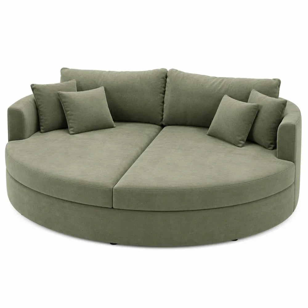 Okrągła sofa z mikrofibry Ø200 cm Zielona