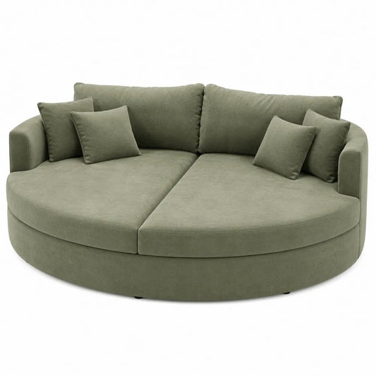 Okrągła sofa z mikrofibry Ø200 cm Zielona