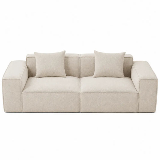 Sofa dwuosobowa z tkaniny kremowa 180 cm