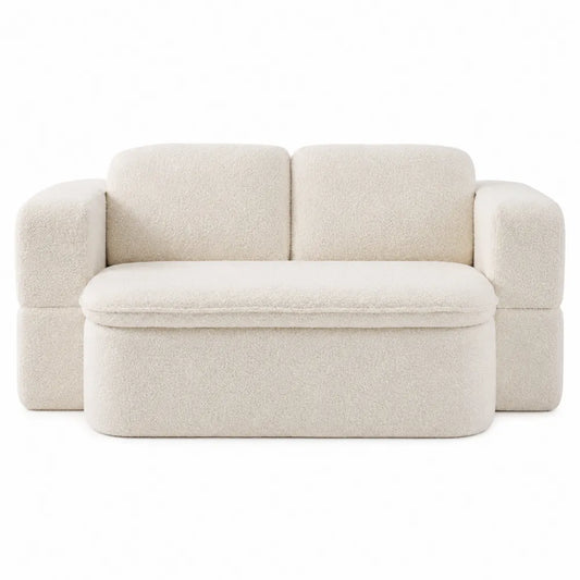 Sofa dwuosobowa z tkaniny bouclé Kremowy 150 cm